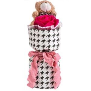 Valentin-napi Ajándékdoboz - Szappanrózsa és Plüssmackó - 25x15cm - Rózsaszín 139228517 - Ajándék ötlet Valentin-napra