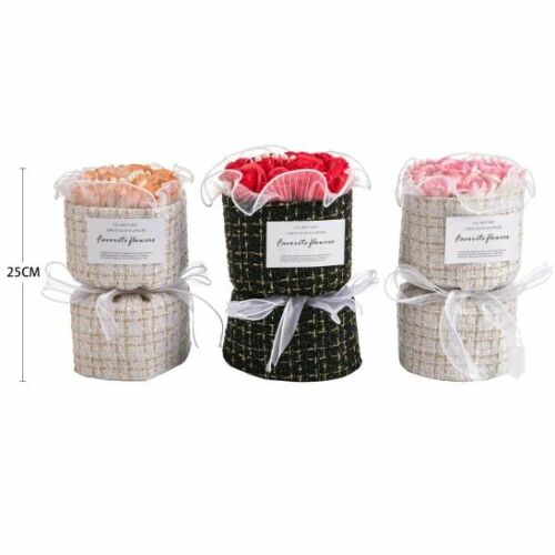 Elegáns Piros Műrózsa Díszdoboz - 3 szál, Tweed Textil, 25cm