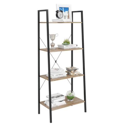 Intenso Home Könyvespolc - 4 szintes, Sonoma Tölgy, Fém váz 139231075