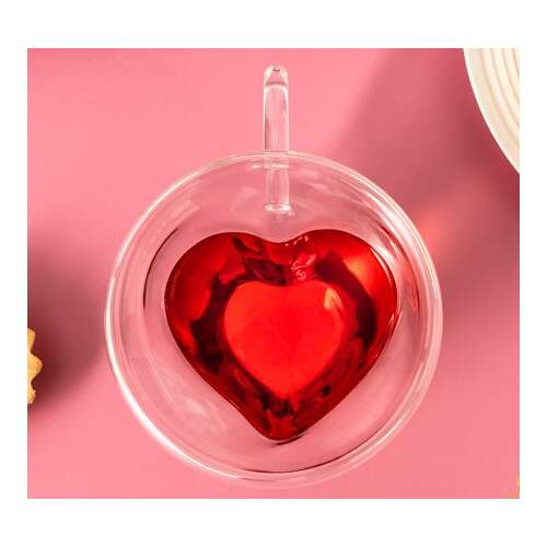 Duplafalú pohár, szív alakú
