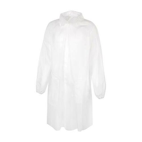 Egyszer használatos látogató köpeny - Polipropilén, tépőzáras, L méret, fehér