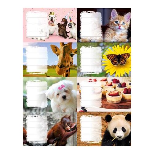 PANTA PLAST Animals Füzetcímke - 24 db, Állatos minták 139233723