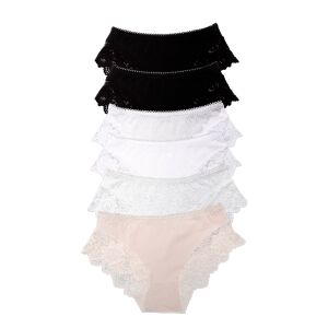 Chiloți de damă Dollcini cu bordură de dantelă, pachet de 6 bucăți, culori asortate - Îmbrăcăminte pentru femei
