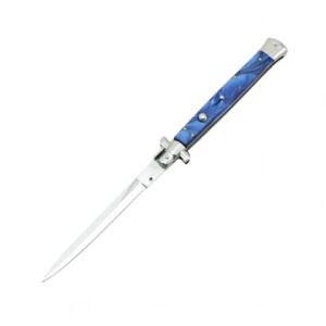 Automatisches Stiletto-Messer mit blauem Griff, italienische Klinge - Taschenmesser & Faltmesser