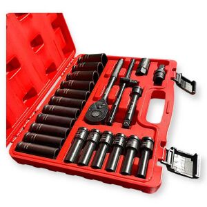 Hitman HA-6844 23 részes dugókulcs készlet piros kofferben, 1/2 hüvelykes meghajtás, 12 lapfejű dugókulcsok - HITMAN