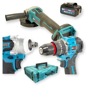 Hitman HT-BACD-3777LX 62V Akkus Szerszámkészlet: Ütvefúró, Ütvecsavarozó, Sarokcsiszoló - HITMAN