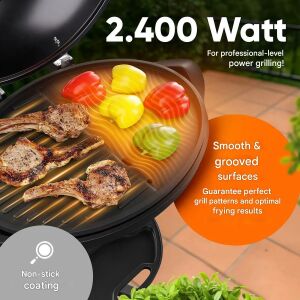 Grill elektryczny ProfiCook z powłoką nieprzywierającą, 2400W, grillowanie mięsa i warzyw - Grillowanie i gotowanie na świeżym powietrzu