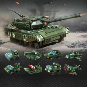 QMAN® 42301 - Hračka na stavbu vojnového tanku 8 v 1 - 100% kompatibilná so všetkými ostatnými obľúbenými značkami