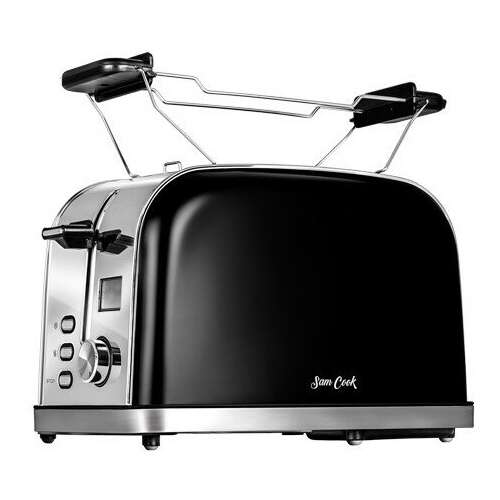 Sam Cook 2-Scheiben-Toaster mit LCD-Display, schwarz und Edelstahl