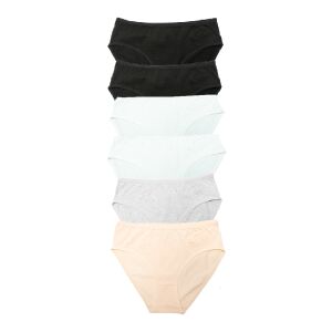 Dollcini, Klasyczne majtki damskie, 95% bawełna + elastan, jednolity kolor, opakowanie 6 sztuk, ZZC_26362_XL