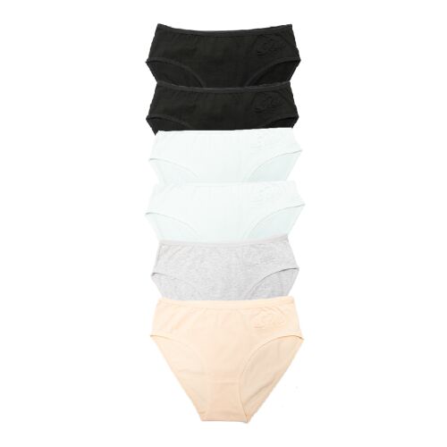 Dollcini, Klasszikus női bugyi, 95% Pamut + Spandex-Többszínű, 6 db-os Csomag, ZZC_26362_XL