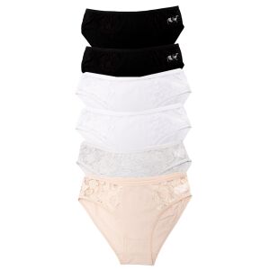 Chiloți clasici de damă Dollcini cu dantelă florală, pachet de 6 culori asortate - Îmbrăcăminte pentru femei