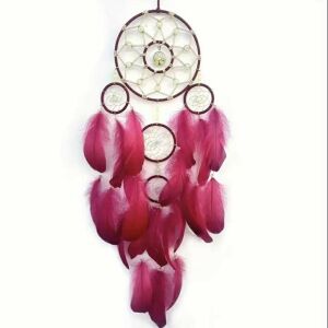 Bíbor álomcsapda életfa medállal és tollakkal - Álomfogó