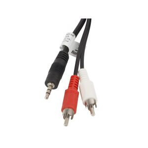Lanberg minijack 3.5 mm apa / 2x RCA apa audio kábel, 5 m, fekete - CA-MJRC-10CC-0050-BK 139249060 - RCA kábel