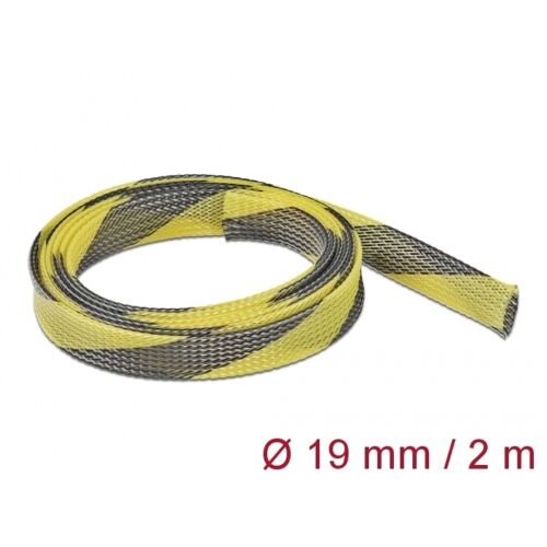 Delock Fonott Kábelharisnya - 2m x 19mm, Fekete-Sárga 139254199