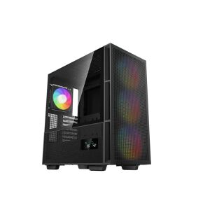 DeepCool CH560 Digital Schwarzes PC-Gehäuse mit ARGB-Lüftern und Hybrid-Glaspanel - Computergehäuse