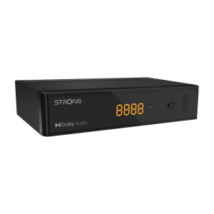 Szögletes nézet a Strong SRT7030 HD DVB-S2 set-top boxról - Strong