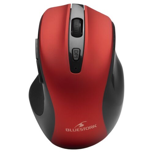 Top view of Bluestork M-WL-OFF75-RED Wireless Mouse, red