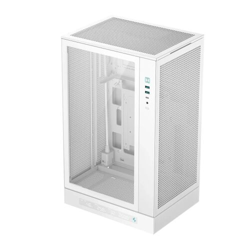 DeepCool CH270 Digital Mini Tower PC Gehäuse - Weiß, schräge Ansicht