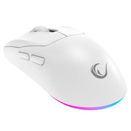 Rampage Prote M5 Mouse Gaming Wireless Albă - Vedere unghiulară