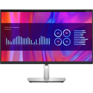 Dell P2723DE 27-инчов USB-C хъб монитор, преден изглед, показващ статистическа графика - Монитор