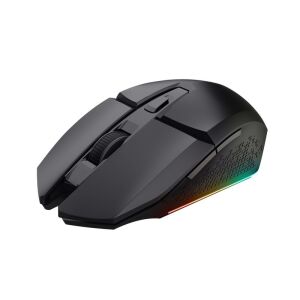 Trust GXT 110 Felox Kabellose Gaming Maus - Schwarz, schräge Ansicht - Trust