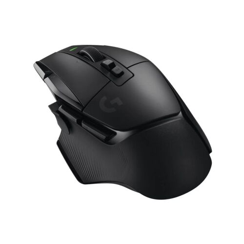 Szögletes nézet a Logitech G502 X Lightspeed vezeték nélküli fekete gamer egérről