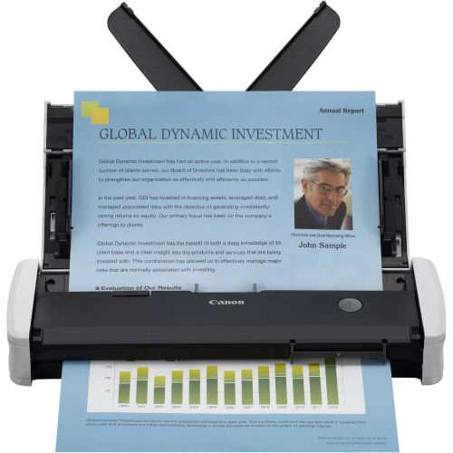Canon imageFORMULA R10 portable scanner scanning document