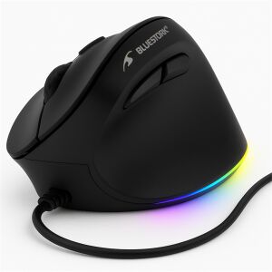 Bluestork M-W-ERGO-LUMI Ergonomic Mouse - Black, wired, RGB lighting - Bluestork
