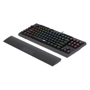 Szögletes nézet a Redragon K596 Vishnu vezeték nélküli mechanikus gaming billentyűzetről levehető csuklótámasszal - Redragon