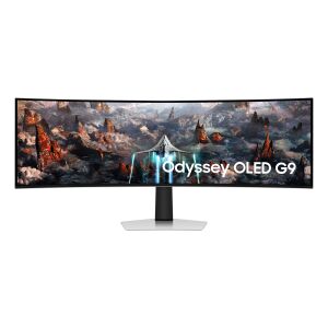 Samsung 49 инча Odyssey G9 OLED Извит гейминг монитор, преден изглед - Монитор