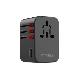 Promate TripMate-GaN65 2x USB-C / USB-A Hálózati töltő - Fekete (65W) 139275377 - Promate