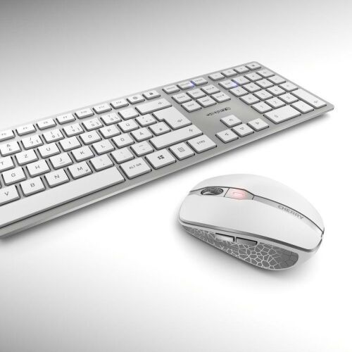 Cherry DW 9100 SLIM Wireless Billentyűzet + Egér (Fehér/Ezüst) - Német 139811720 - Cherry