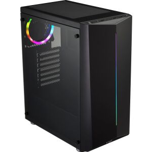 FSP CMT151 Čierna PC skrinka s ARGB ventilátorom a bočným panelom z tvrdeného skla - FSP