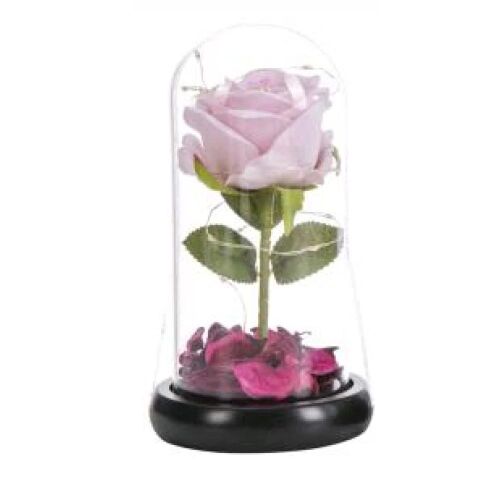 Örökrózsa Üvegkupolában - Rózsaszín, 17 cm - Elegáns Dísz 139277685