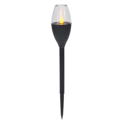 Modern solar powered garden lamp with LED flame effect, black, 37 cm