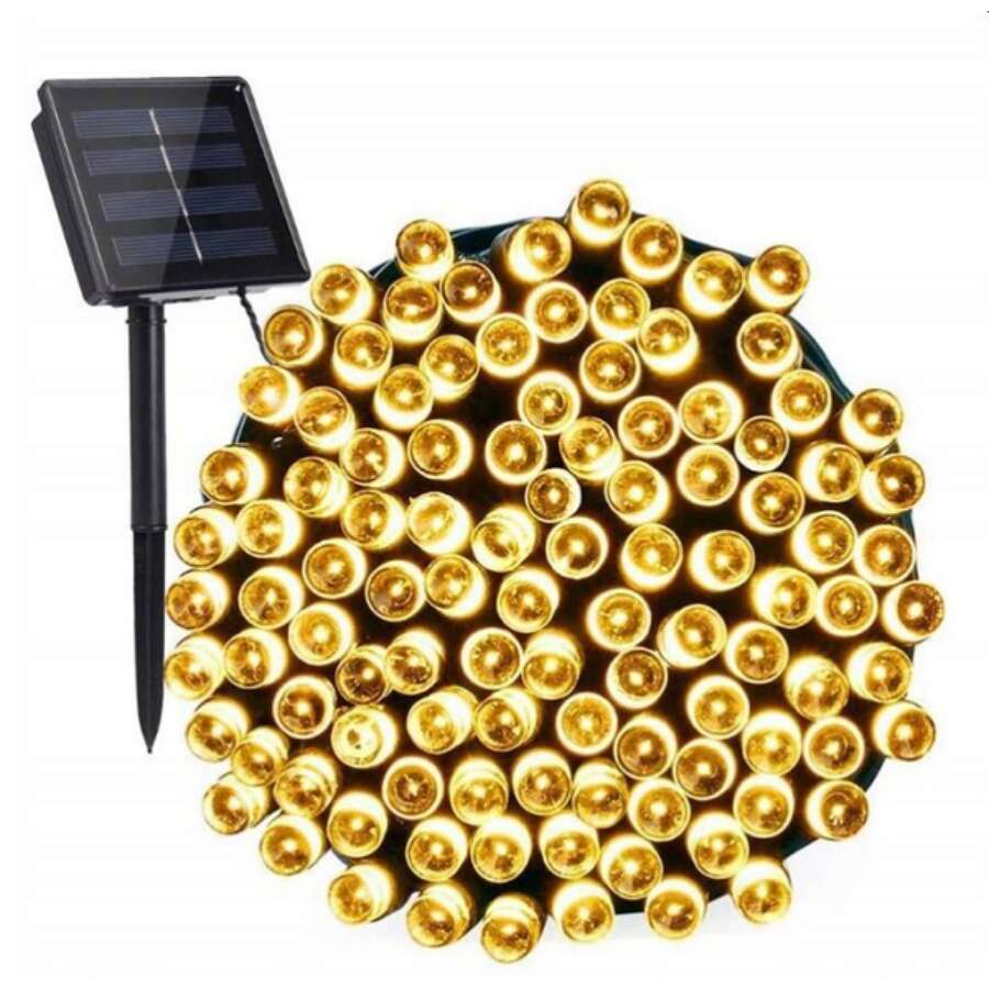 ProGarden meleg fehér, napelemes LED Fényfüzér 50db izzóval 6,4m