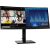 Lenovo ThinkVision P34w-20 34-Zoll-Ultrawide-QHD-Monitor, schräge Ansicht, der eine Videokonferenz und Datendiagramme anzeigt