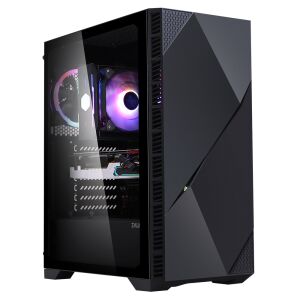 Zalman Z3 Iceberg Schwarzes PC-Gehäuse mit ARGB-Lüftern und Seitenteil aus gehärtetem Glas - Computergehäuse