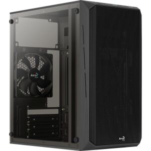 AeroCool CS107 V1 Fekete Számítógépház Akril Oldallappal és FRGB Ventilátorral - Számítógépház