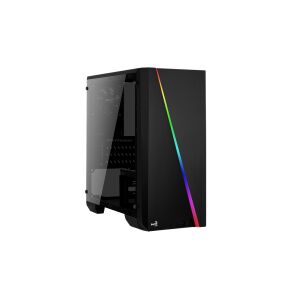 AeroCool Cylon Mini RGB PC Gehäuse - Schwarz, schräge Ansicht - Aerocool