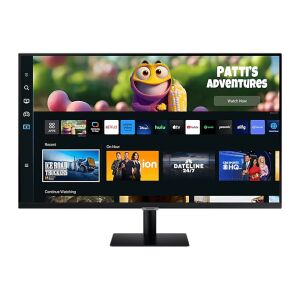 Samsung 27-inch LS27DM500EUXDU Smart Monitor displaying streaming apps - Monitor