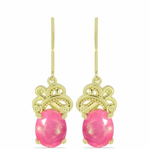 Arannyal Bevont Ezüst Fülbevaló - Rózsaszín Opállal 139300997 - Női fülbevaló