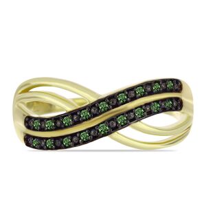 Aranyozott Ezüst Gyűrű 0.13 Karátos Zöld Gyémánttal 139301278 - Női kiegészítő