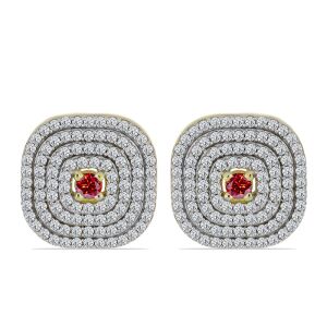 Arannyal Bevont Ezüst Fülbevaló Vörös Moissanite és Fehér Topázzal 139301280 - Női fülbevaló