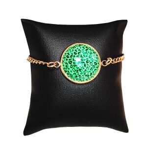 Kézzel Készített Leopárd Zöld Üveglencsés Karkötő - Arany vagy Ezüst Rozsdamentes Acél