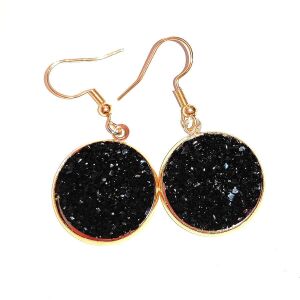 Csillámos Fekete Fülbevaló - Arany vagy Ezüst színben