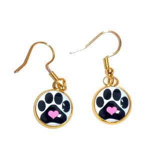 Tappancs Mintás Üveglencsés Fülbevaló - Rozsdamentes Acél, Arany/Ezüst