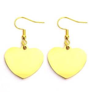 Gravírozható Szív Fülbevaló - Arany színű nemesacél