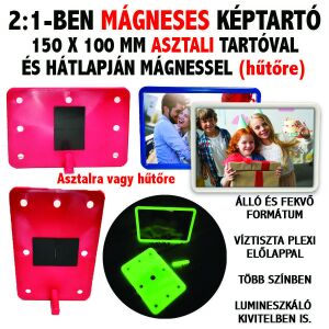 Mágneses Képtartó 3 az 1-ben - 150x100mm, Falra, Asztalra, Hűtőre
